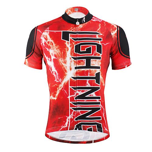 

ILPALADINO Men's Short Sleeve Cycling Jersey Black / Red Bike Jersey Top Mountain Bike MTB Road Bike Cycling Breathable Quick Dry Ultraviolet Resistant Sports Polyester 100% Polyester Terylene