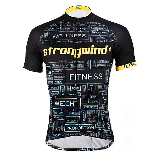 

ILPALADINO Men's Short Sleeve Cycling Jersey Black / Yellow Black with White Bike Jersey Top Mountain Bike MTB Road Bike Cycling Breathable Quick Dry Ultraviolet Resistant Sports Polyester 100