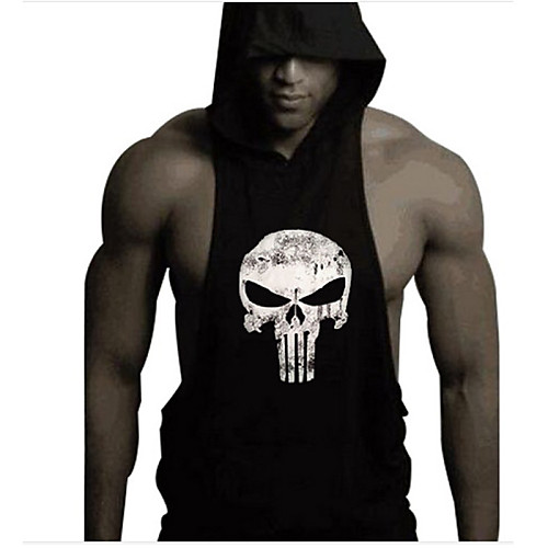 

Men's Daily Sports Active Tank Top - Skull Print Hooded Yellow / Sleeveless / Summer