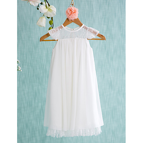 

А-силуэт Короткое / мини Детское праздничное платье - Шифон Без рукавов Круглый вырез с Кружева / Плиссировка от LAN TING BRIDE