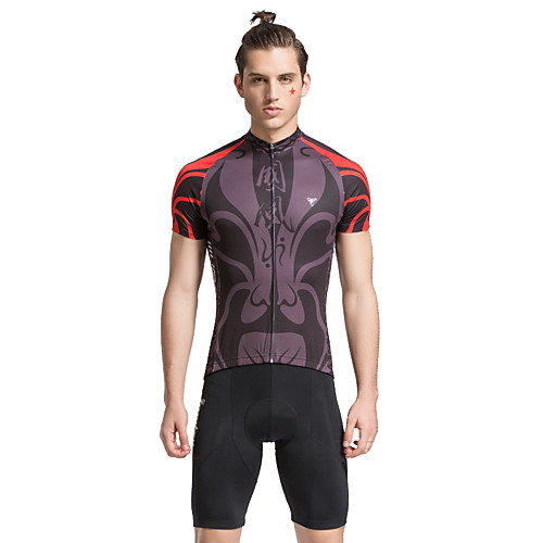 

TASDAN Men's Short Sleeve Cycling Jersey with Shorts RedBrown Solid Color Bike Shorts Jersey Clothing Suit Breathable 3D Pad Quick Dry Reflective Strips Back Pocket Sports Solid Color Mountain Bike