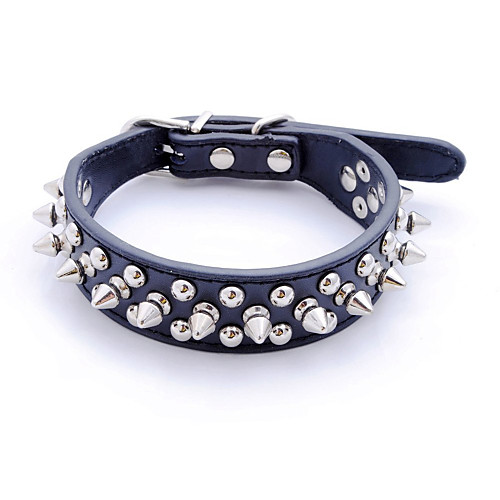

Cat Dog Collar Studded Rivet PU Leather Red Pink Blue