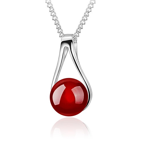 

Women's Red Cora Pendant Necklace Flower Ball Mood Ladies Simple Style Fashion Sterling Silver Silver Black Red Necklace Jewelry For Daily Casual