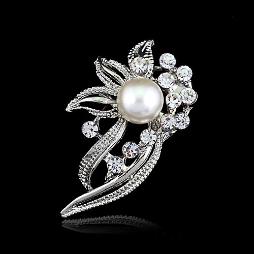 

Women's White Crystal Pearl Brooches Flower Ladies Artistic / Retro Vintage Fashion For Mother / Mom Imitation Pearl Resin Rhinestone Brooch Jewelry Silver For Wedding Party Birthday Engagement Gift