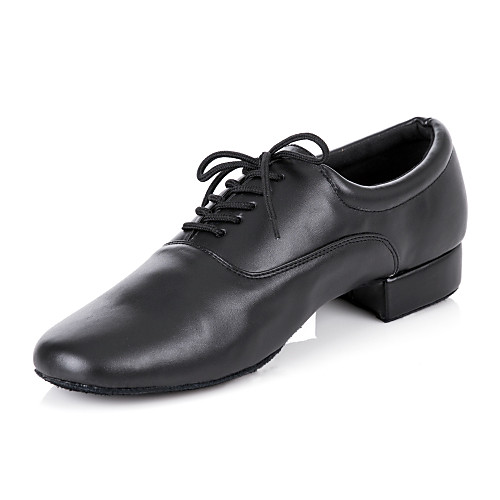 

Men's Dance Shoes Leatherette Modern Shoes / Ballroom Shoes Lace-up Oxford Flat Heel Customizable Black / EU43