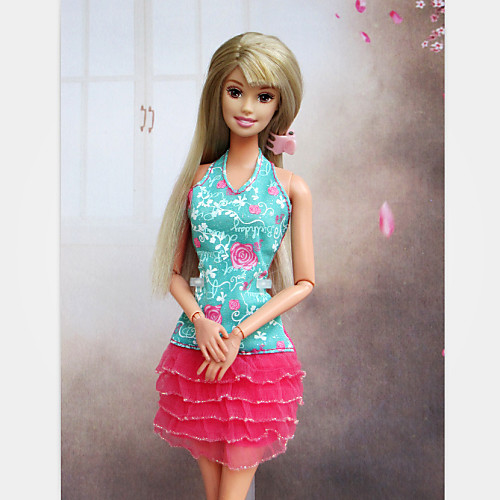 

Doll Dress Casual For Barbiedoll Synthetic Yarn Stretch Satin Cotton Cloth Dress For Girl's Doll Toy