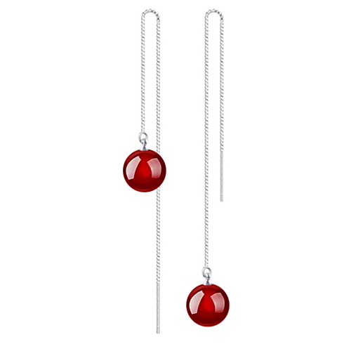 

Women's Agate Drop Earrings Dangling Dangle Sterling Silver Earrings Jewelry Red For Wedding Party Daily Casual