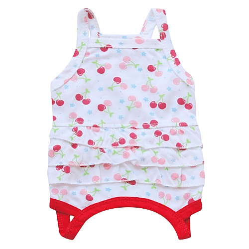 

Cat Dog Dress Dog Clothes Breathable White Green Red Costume Cotton Floral Botanical Fashion XS S M L