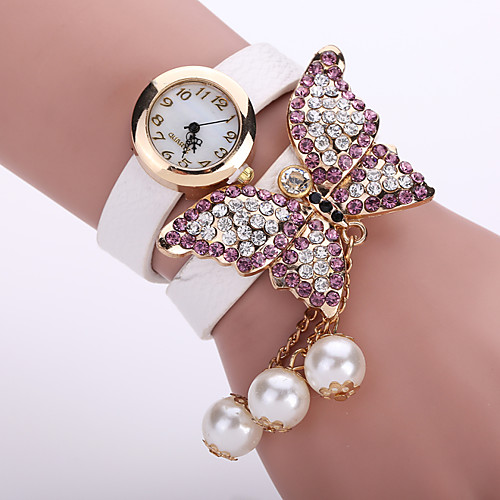 

Жен. Дамы Часы-браслет Diamond Watch Кварцевый Кожа Черный / Белый / Синий Повседневные часы Аналоговый Цветы Мода - Зеленый Розовый Светло-синий
