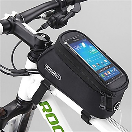 

ROSWHEEL Сотовый телефон сумка / Бардачок на раму 4.8 дюймовый Сенсорный экран Велоспорт для Samsung Galaxy S6 / iPhone 4/4S / Samsung Galaxy S4 Желтый / Водонепроницаемая застежка-молния, Черный