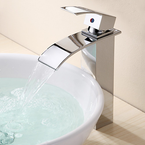 

Ванная раковина кран - Водопад Хром Чаша Одно отверстие / Одной ручкой одно отверстиеBath Taps