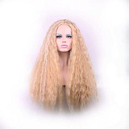 

Synthetic Wig Curly Kinky Curly Kinky Curly Asymmetrical Wig Blonde Long Strawberry Blonde Synthetic Hair Women's Natural Hairline Blonde