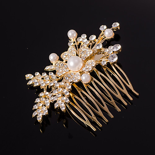 

серебро / золото расчески форма листа кристалл жемчужное волос для свадьбы партии леди