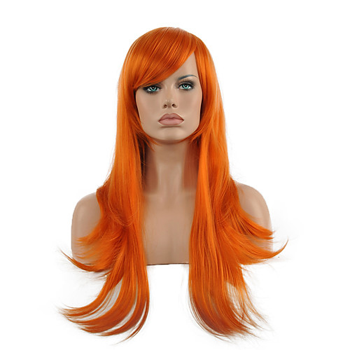 

cosplay wig orange long straight wavy synthetic wig hot sale Halloween