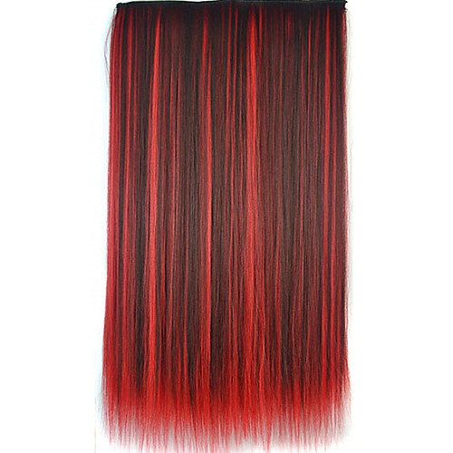 

26 inch clip in synthetic multi color straight hair extensions with 5 clips