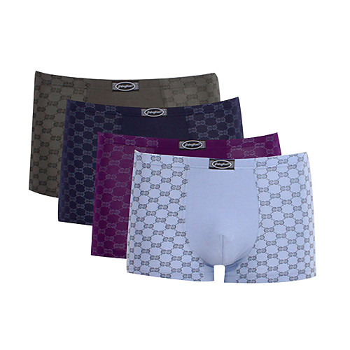 

Men's Patchwork Super Sexy Boxer Briefs Plaid 1 Piece Mid Rise Rainbow