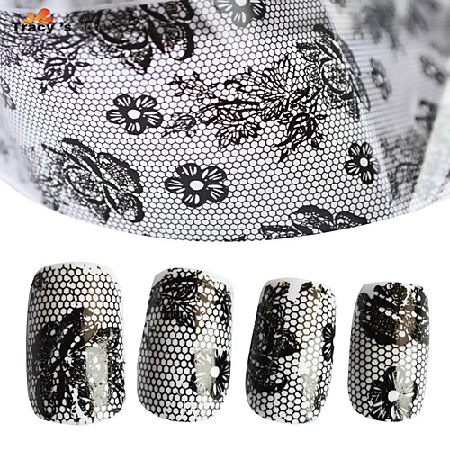 

1pcs Sexy Black Lace Designs 100cmx4cm DIY Polish Foils Nail Foils Transfer Polish Glue Adhesive Styling Tools
