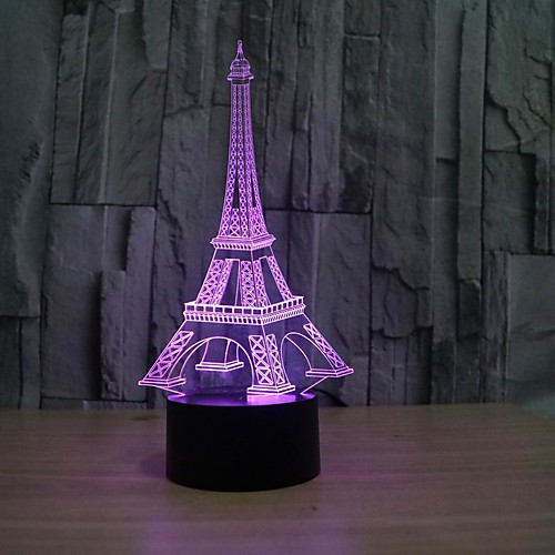 

3d мода романтическая франция Эйфелева башня вела ночь свет rgb переменчивое настроение лампа спальня настольная лампа дети друзья семейные подарки