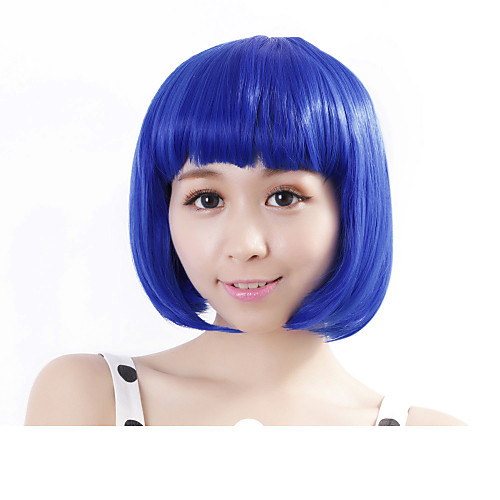 

neitsi 100 kanekalon fiber 14 35cm 160g pc women s girl s cosplay short synthetic bob hair wigs blue