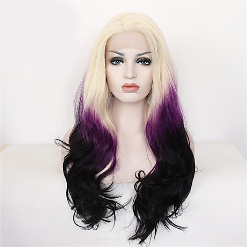 

Парики из искусственных волос Волнистый Стиль Лента спереди Парик Фиолетовый Лиловый Искусственные волосы Жен. Волосы с окрашиванием омбре Фиолетовый Парик Длинные парик шнурка