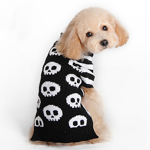 фото Кошка собака свитера одежда для собак черепа черный сукно костюм назначение зима муж. жен. мода хэллоуин Lightinthebox