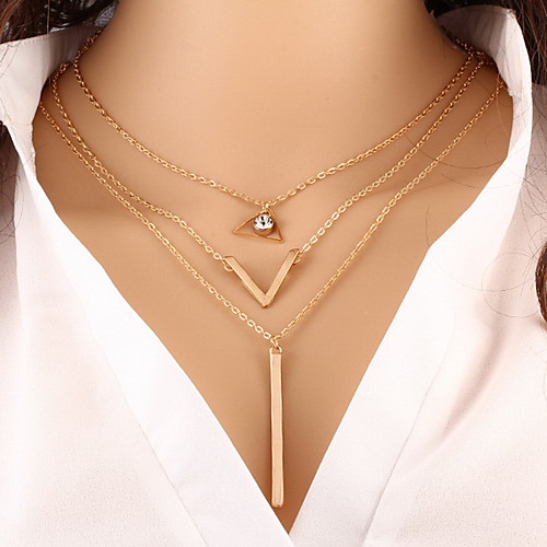 

Women's Pendant Necklace Chain Necklace Layered Cheap Fashion Multi Layer Pearl Golden Necklace Jewelry For Party Daily Casual