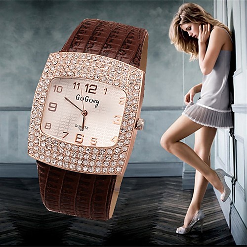 

Women's Luxury Watches Wrist Watch Diamond Watch Quartz Leather Black / White / Silver 30 m Casual Watch Imitation Diamond Analog Ladies Charm Simulated Diamond Watch Fashion - Black Brown Red