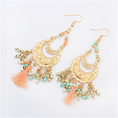 

Women's Drop Earrings fan earrings Chandelier Tassel Bohemian European Fashion Resin Earrings Jewelry Black / Green / Pink For Party Daily Casual Work