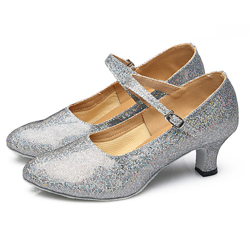 

Women's Dance Shoes Sparkling Glitter / Paillette / Synthetic Latin Shoes /Character Shoes Sequin / Appliques / Sparkling Glitter Sandal / Heel / Sneaker Cuban Heel Non Customizable Silver / Red