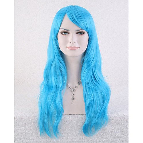 

Synthetic Wig Wavy Wavy Wig Long Blue Synthetic Hair Women's Blue