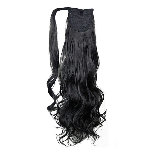 

excellent quality synthetic hairpiece 26 inch long curly clip in ponytail