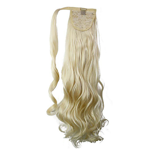 

excellent quality synthetic long curly hair piece 26 inch blonde clip in ponytail