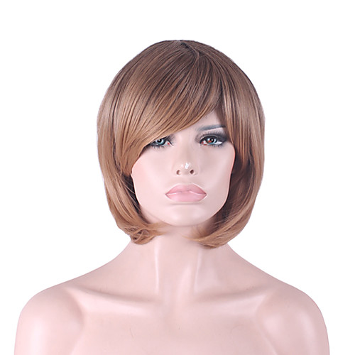 

Synthetic Wig Straight kinky Straight kinky straight Straight Asymmetrical Wig Short Synthetic Hair Women's Natural Hairline Brown