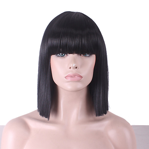 

best selling europe and the united states cos wig black neat bang bobo wig 12 inch Halloween