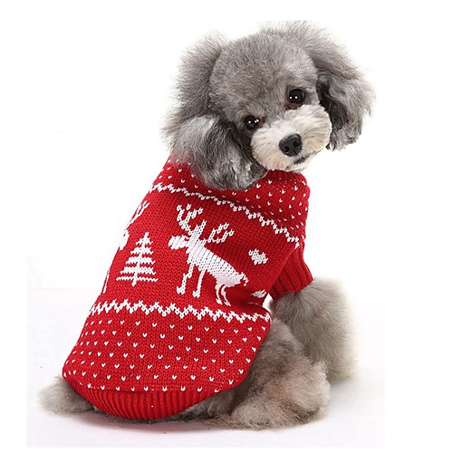 

Кошка Собака Свитера Одежда для собак Северный олень Красный Синий Хлопок Костюм Назначение Зима Муж. Жен. Сохраняет тепло Рождество