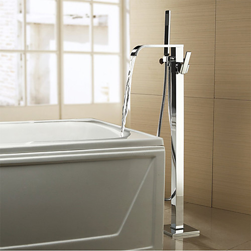 

Смеситель для ванны - Современный / Modern Хром Ванна и душ Керамический клапан Bath Shower Mixer Taps / Две ручки двумя отверстиями