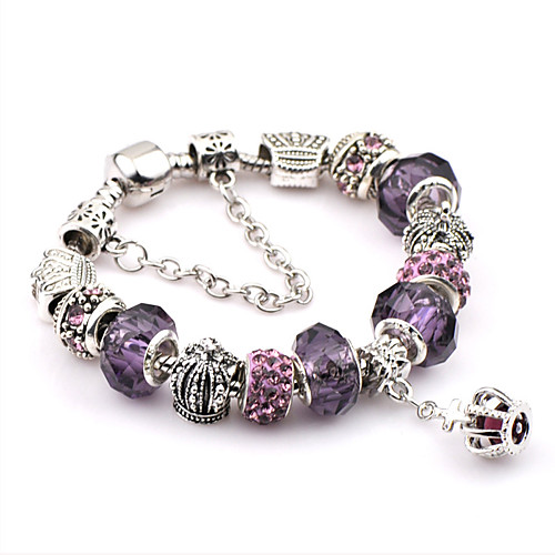 

Men's Crystal Chain Bracelet Charm Bracelet Ladies Fashion Festival / Holiday Italian Stainless Steel Bracelet Jewelry Purple For Christmas Gifts Wedding Party Daily Casual Sports