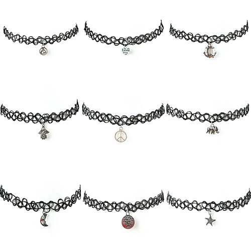

Жен. Ожерелья-бархатки Татуировка Choker дешево Тату-дизайн Мода Нейлон Сплав Черный Ожерелье Бижутерия Назначение Повседневные