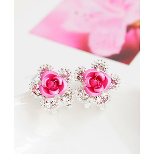 

Women's Stud Earrings Flower Fashion Earrings Jewelry Red / Blue / Pink For Wedding Party