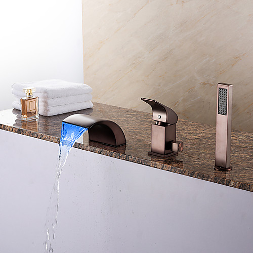 

Смеситель для ванны - Античный Начищенная бронза Римская ванна Керамический клапан Bath Shower Mixer Taps / Латунь / Одной ручкой три отверстия