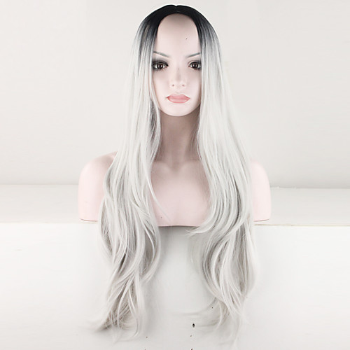 

women sexy ombre wig black gray wig curly costume brazilian malaysian synthetic hair wigs ladies fashion wig