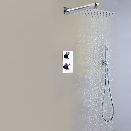 

Смеситель для душа - Современный Хром На стену Медный клапан Bath Shower Mixer Taps / Латунь / Две ручки три отверстия