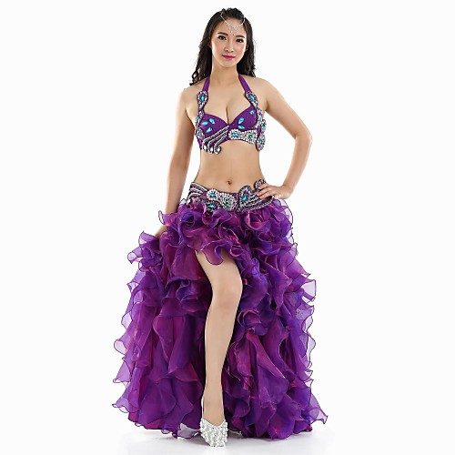 

Belly Dance Outfits Women's Performance Polyester Split Front Sleeveless Dropped Top / Skirt / Belt