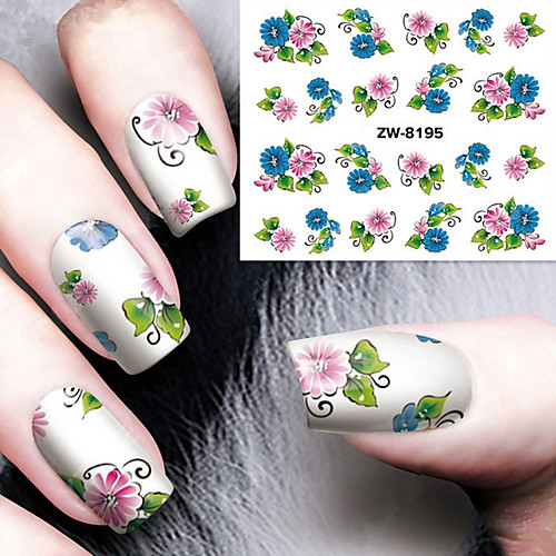 

fashion printing pattern water transfer printing gouache flower nail stickers