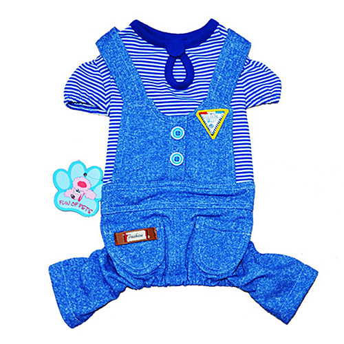 

Cat Dog Jumpsuit Winter Dog Clothes Blue Pink Costume Cotton Stripes Holiday Fashion XS S M L XL