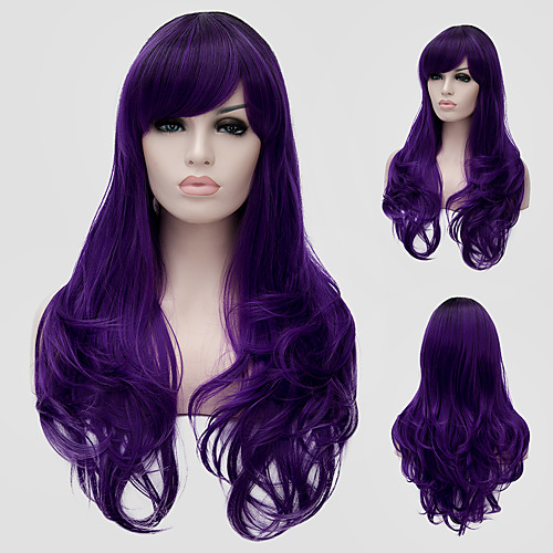 

purple wavy hair and the wind nightclub performances street color million with a partial wig