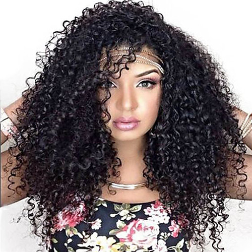 

Парики из искусственных волос Афро / Kinky Curly Стиль Без шапочки-основы Парик Природа Черный Черный Искусственные волосы Жен. Парик в афро-американском стиле / Для темнокожих женщин Природа Черный