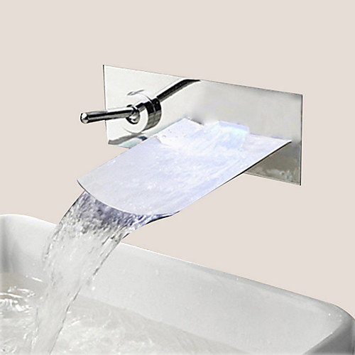 

Bathroom Sink Faucet - Waterfall Chrome Wall Mounted One Hole / Single Handle One Hole / Brass