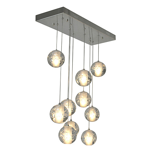 

10-Light кластер Подвесные лампы Рассеянное освещение Хром Металл Хрусталь 90-240 Вольт Лампочки включены / G4