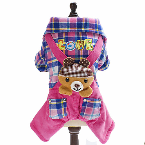 фото Собака комбинезоны одежда для собак в клетку животное английский синий розовый флис хлопок костюм назначение весна & осень зима муж. жен. мода Lightinthebox